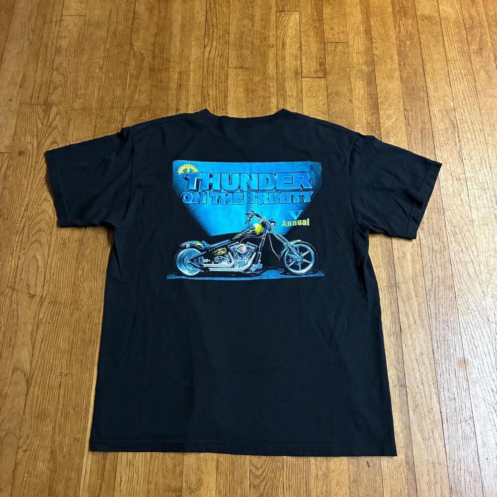 Fruit of the Loom Thunder on the Trinity Motorcycle Rally Texas Biker T Shirt L